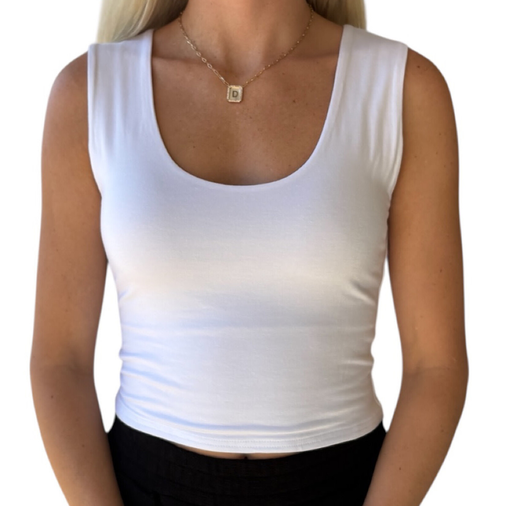 White Double Layered Cropped Tank