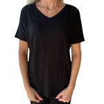 Black V-Neck Basic Short Sleeve Top