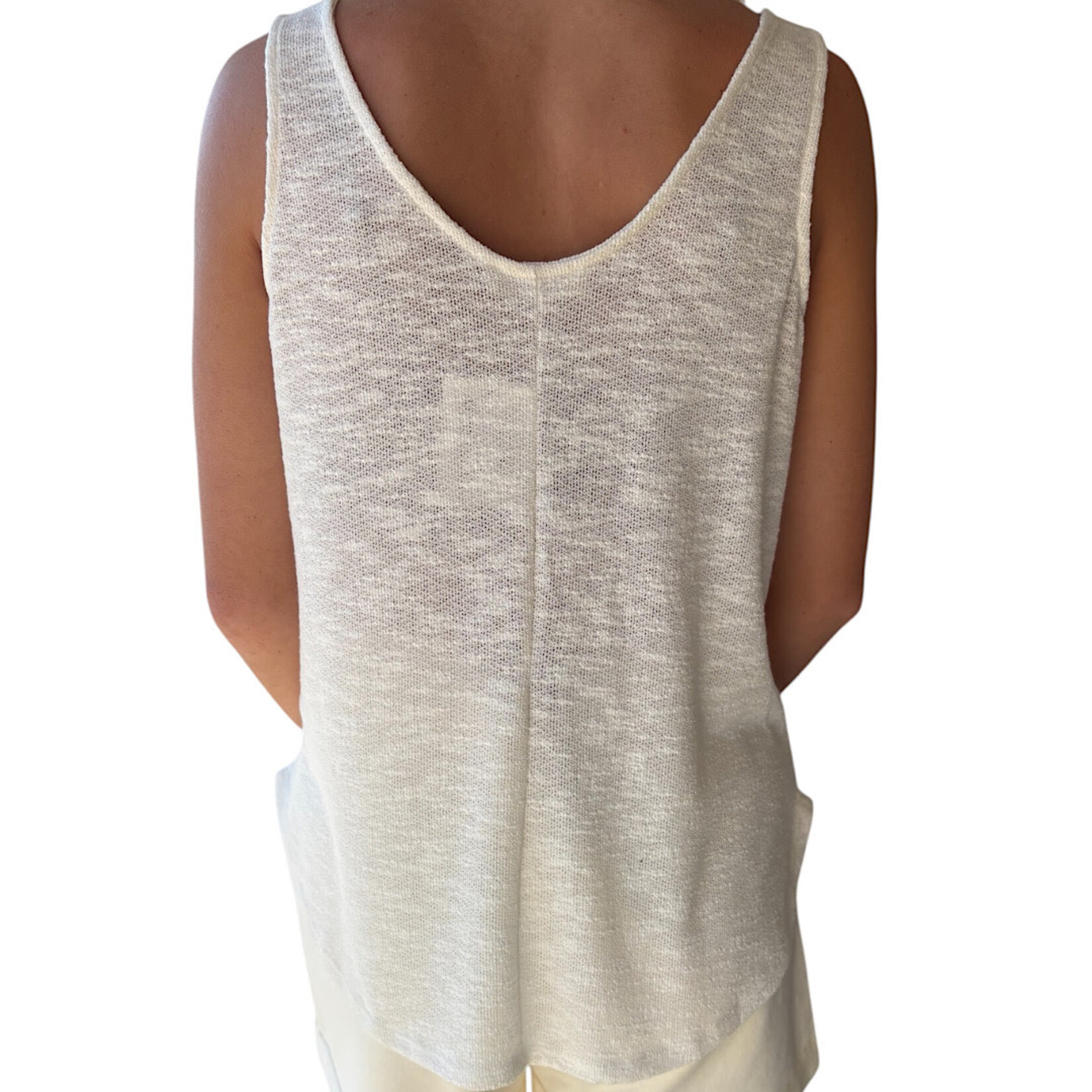 Ivory Double Scoop Slub Hacci Neck Tank