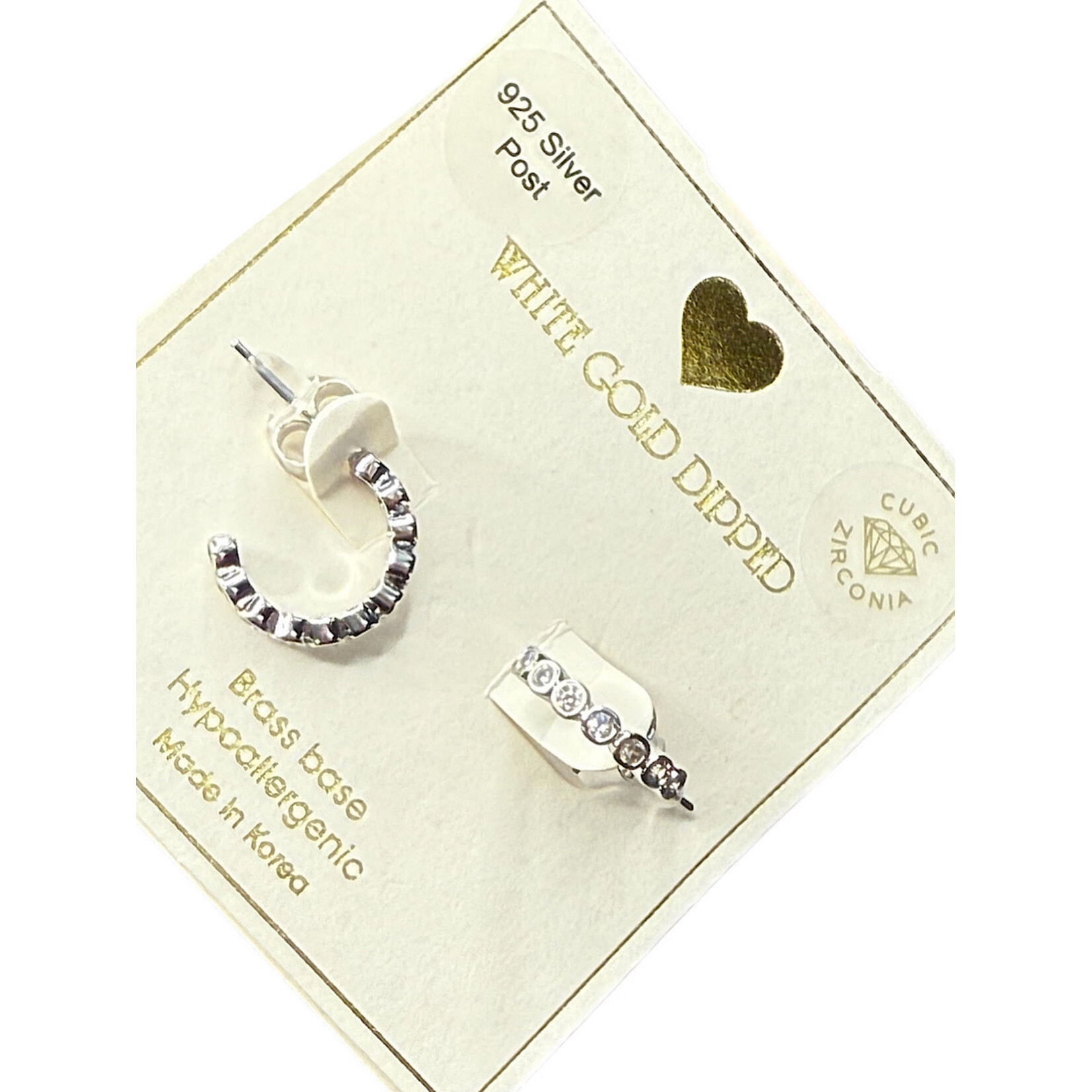 Yellow Ribbon CZ  Hoops 925 Silver Post Butterfly Back