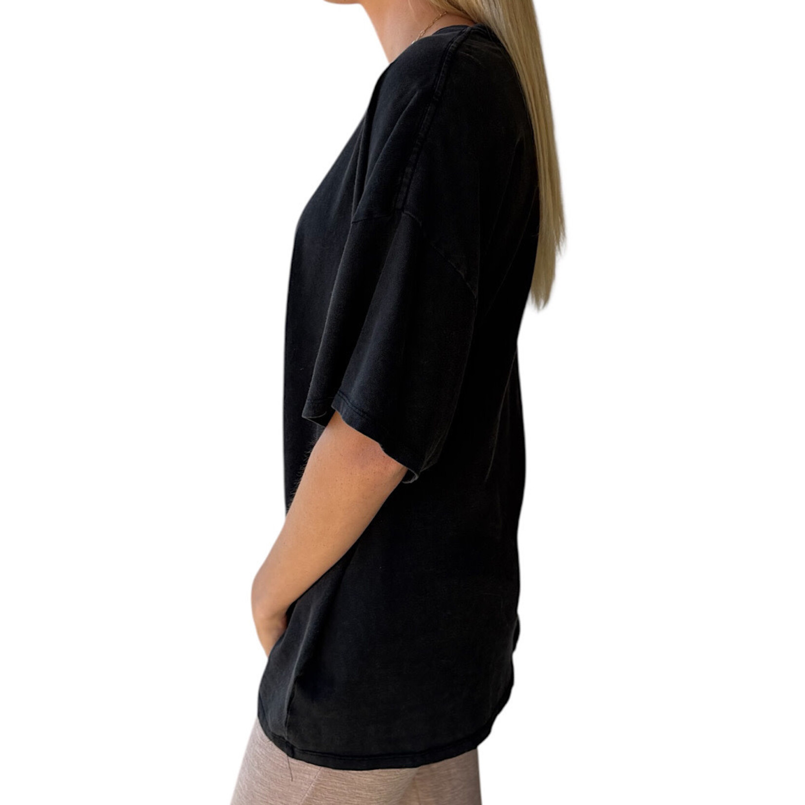 Black Mineral Washed Oversized Crew Neck Tee