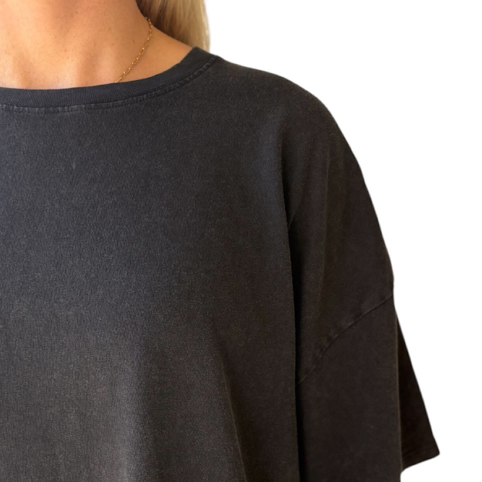 Black Mineral Washed Oversized Crew Neck Tee