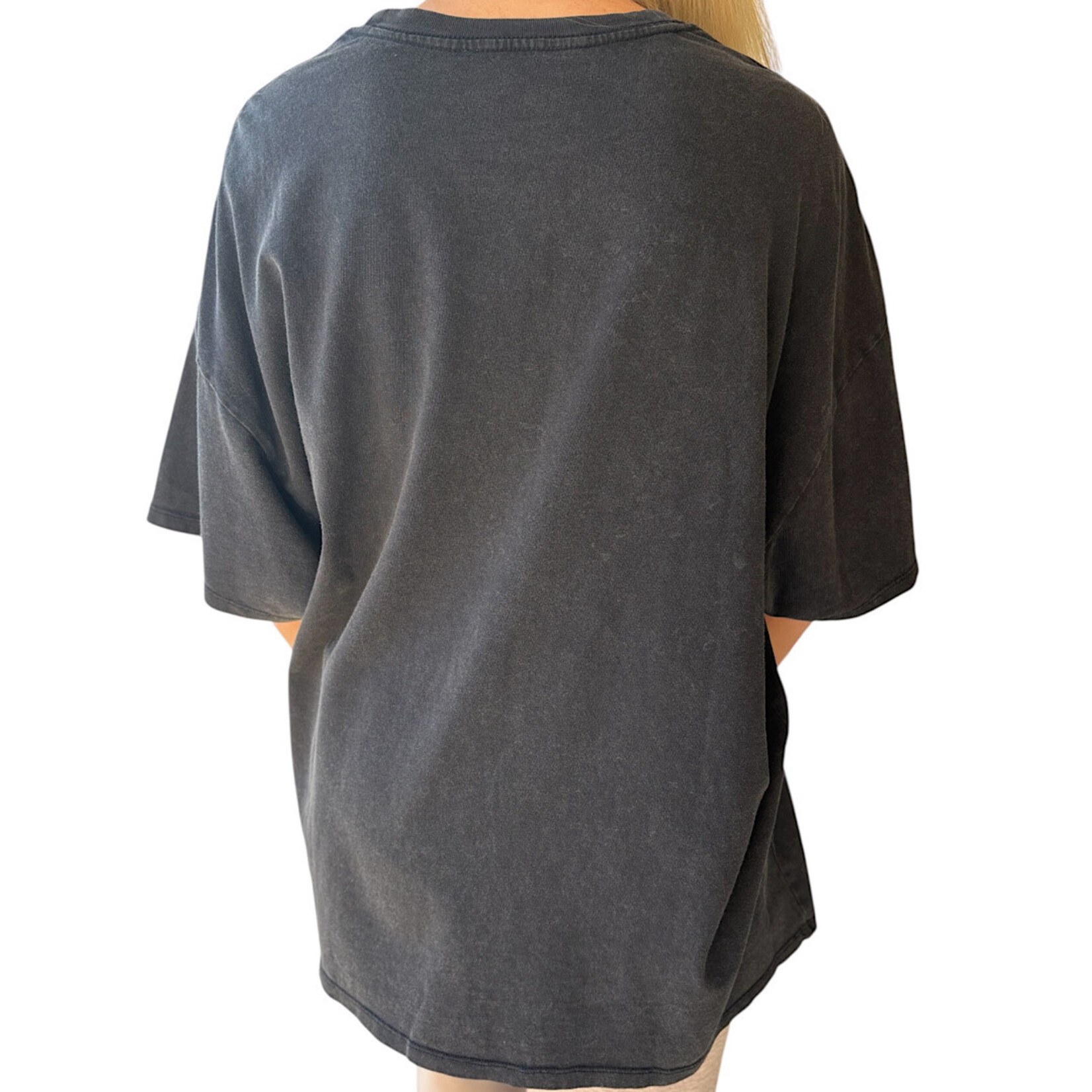 Black Mineral Washed Oversized Crew Neck Tee