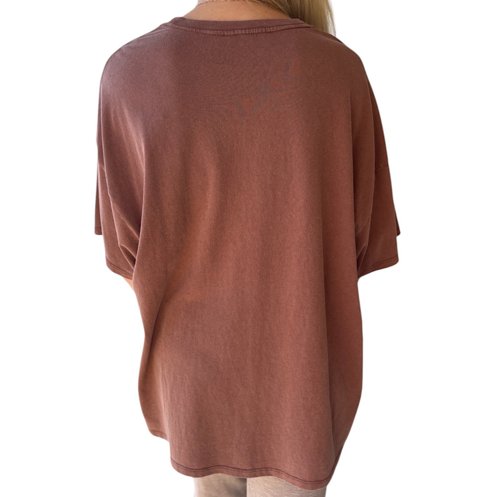Chestnut Mineral Washed Oversized Crew Neck Tee