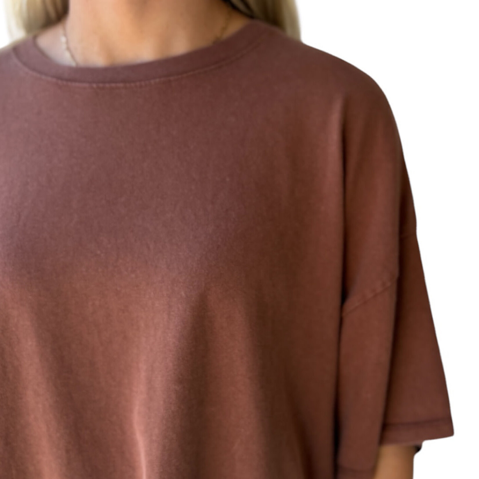 Chestnut Mineral Washed Oversized Crew Neck Tee