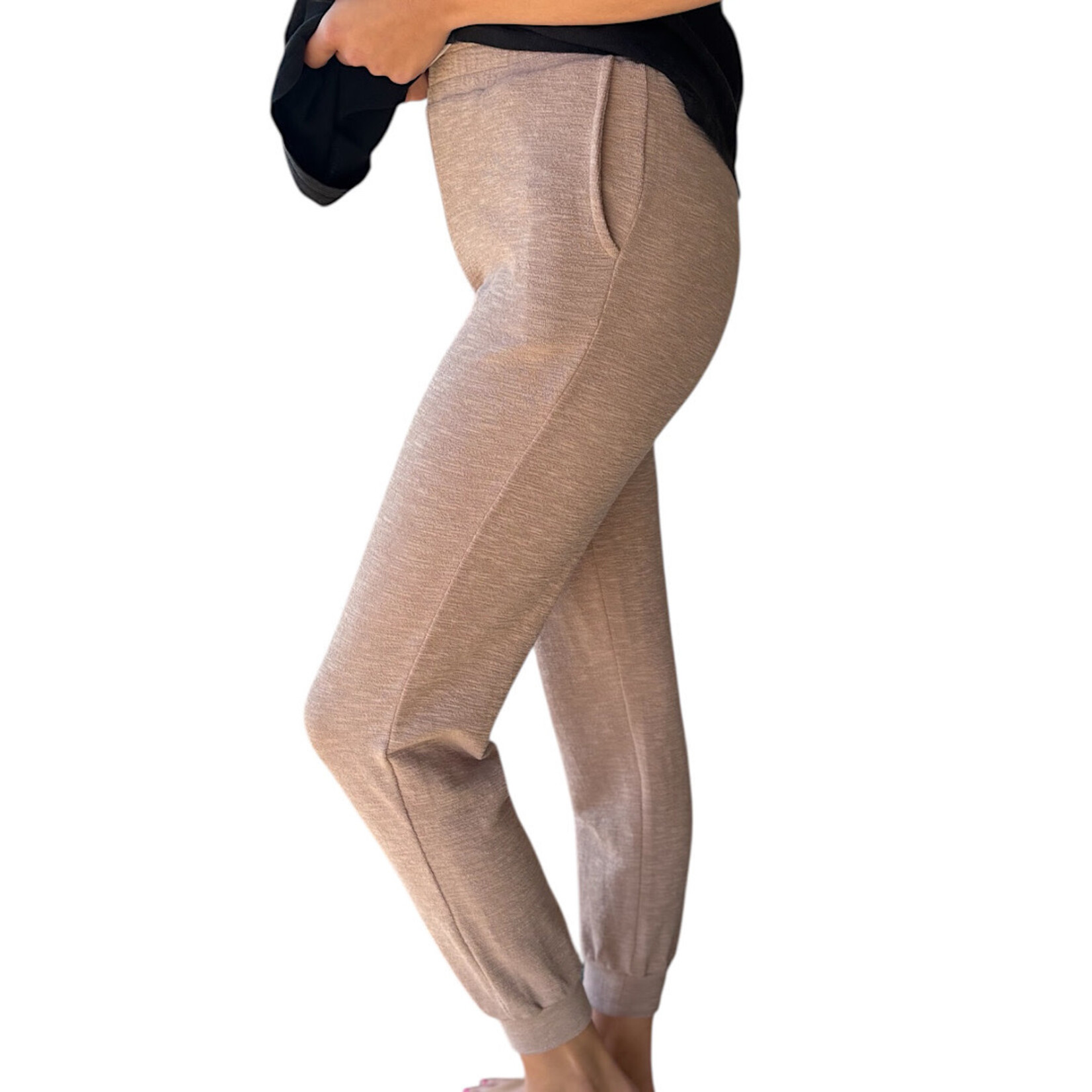 Ash Mocha Cotton Slub Jogger Pants