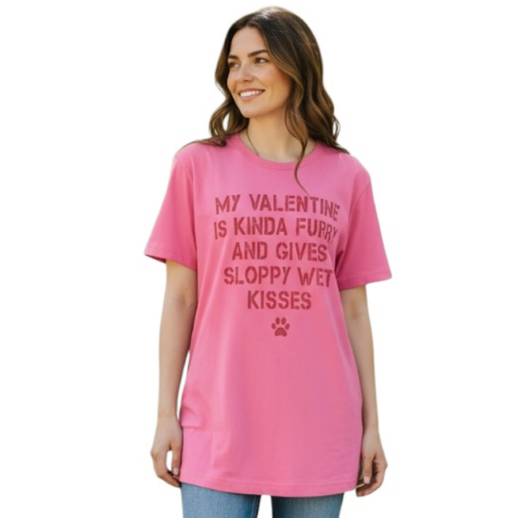 Hot Pink Sloppy Kisses- Valentine's Day Tee