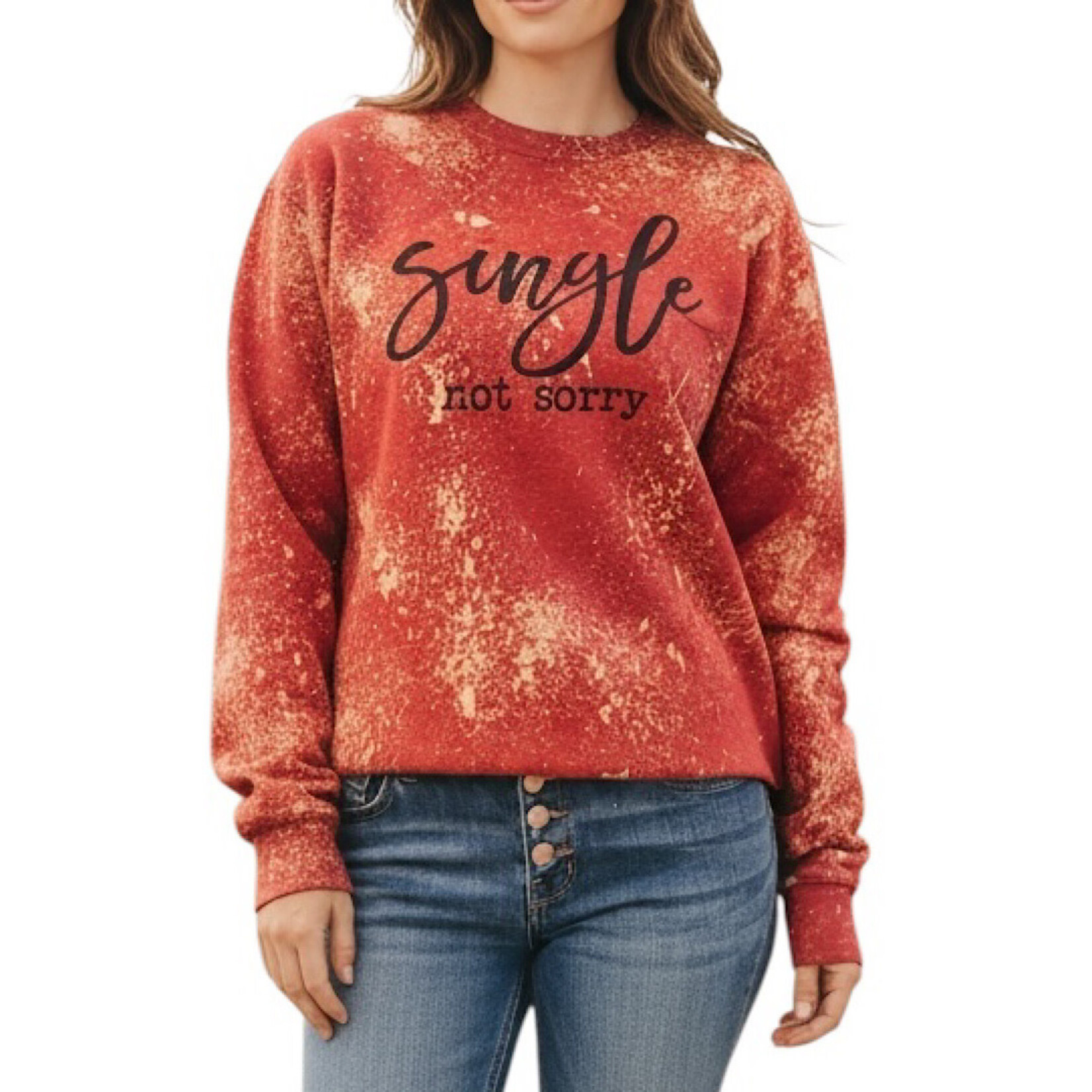 Red Splatter Single Not Sorry Valentine's Day Cropped Sweatshirt
