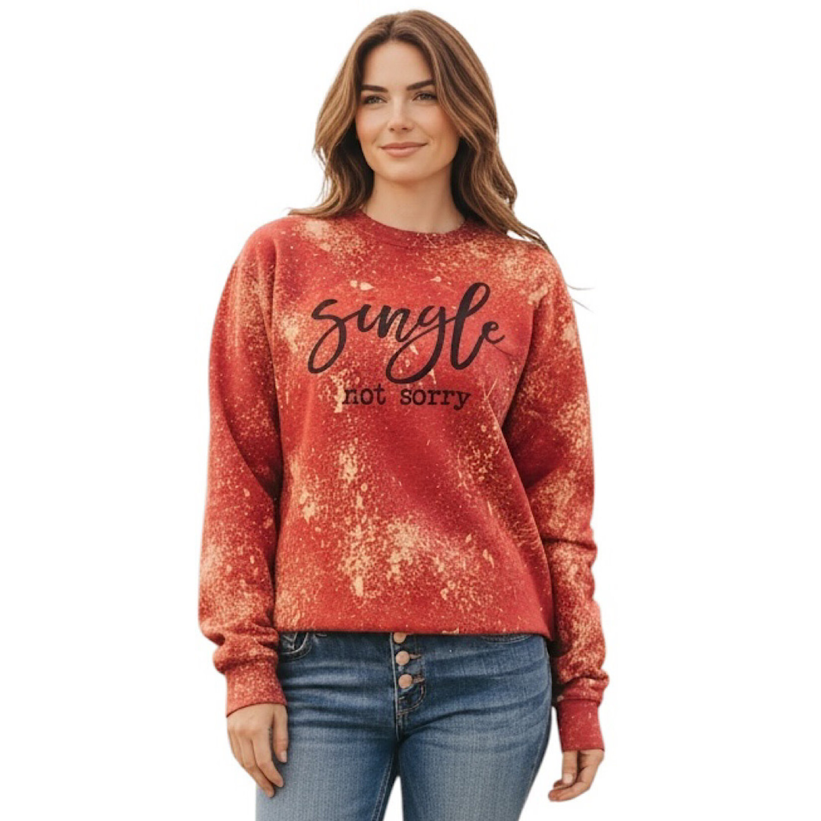 Red Splatter Single Not Sorry Valentine's Day Cropped Sweatshirt