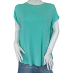 Turquoise Dolman Sleeve Top with Round Neck
