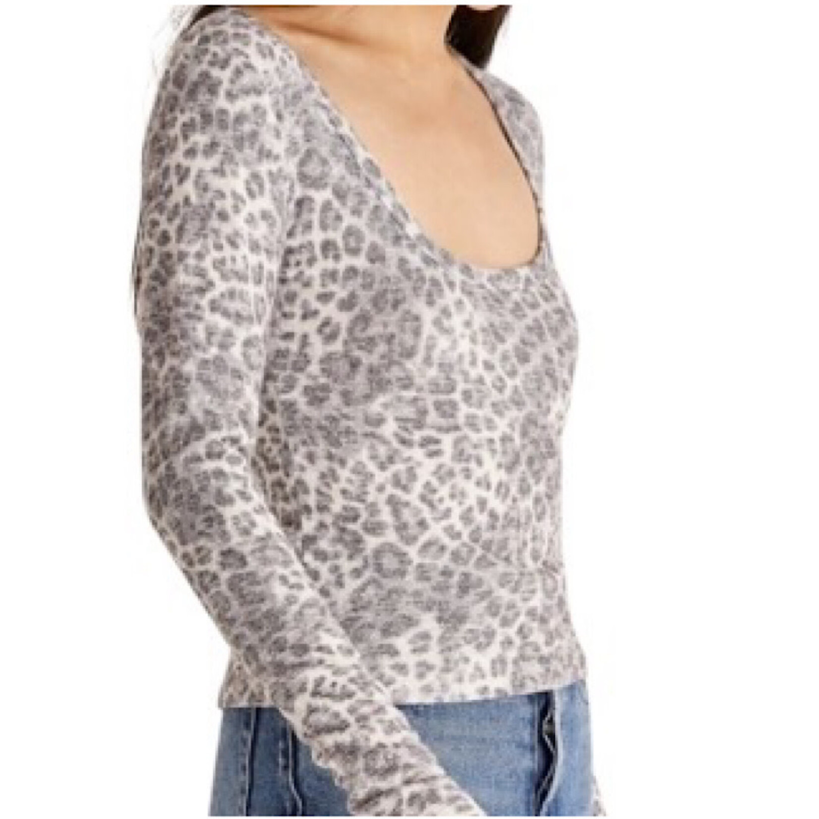 Z Supply Z Supply Heather Grey Hollis Leopard Sweater