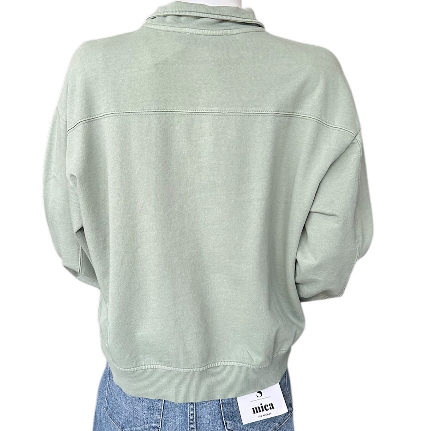 Sage Green Half Zip Long Sleeve Pullover