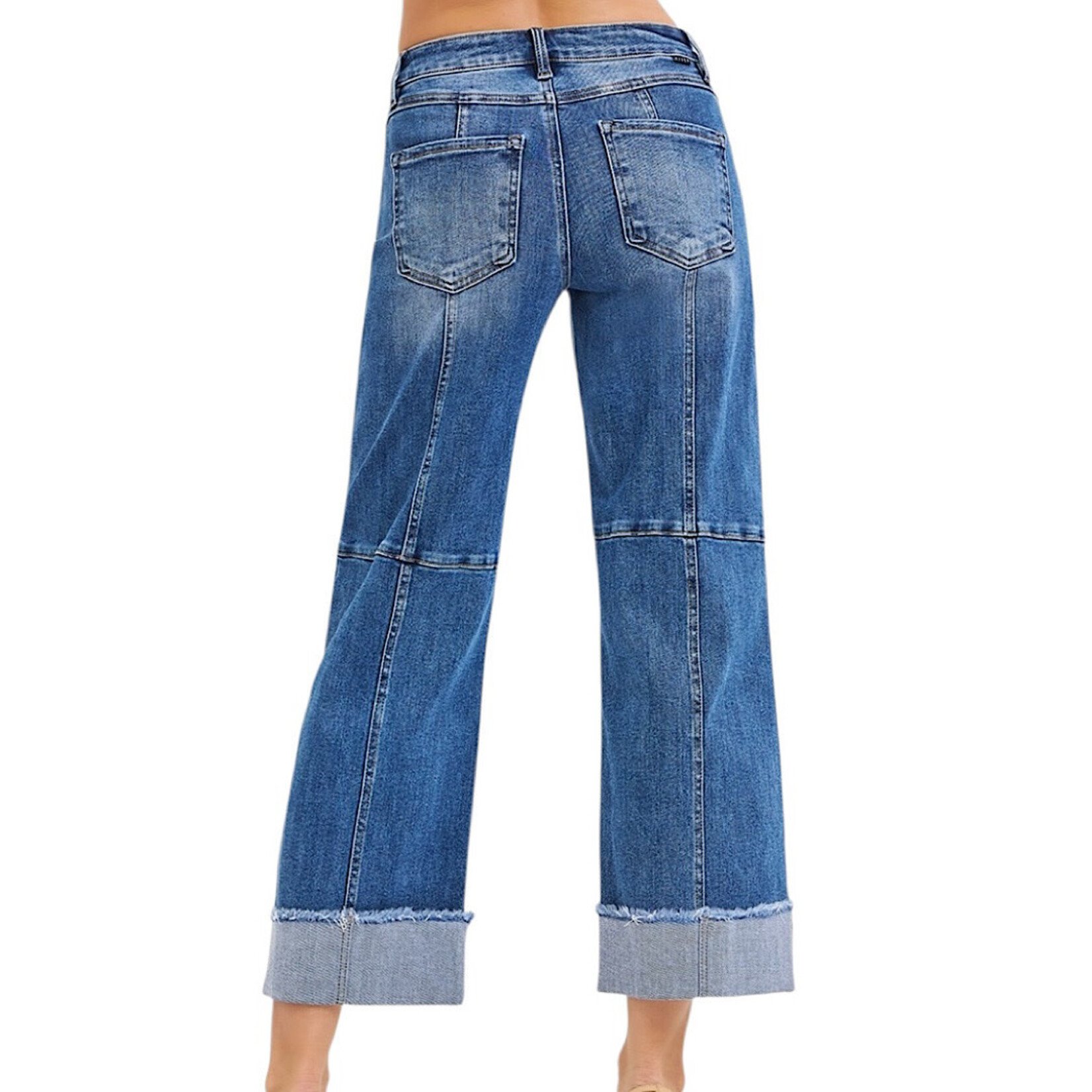 RISEN PWC21406 Slouchy Cropped Wide Jean W/ Cuffed Hem
