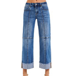 RISEN PWC21406 Slouchy Cropped Wide Jean W/ Cuffed Hem