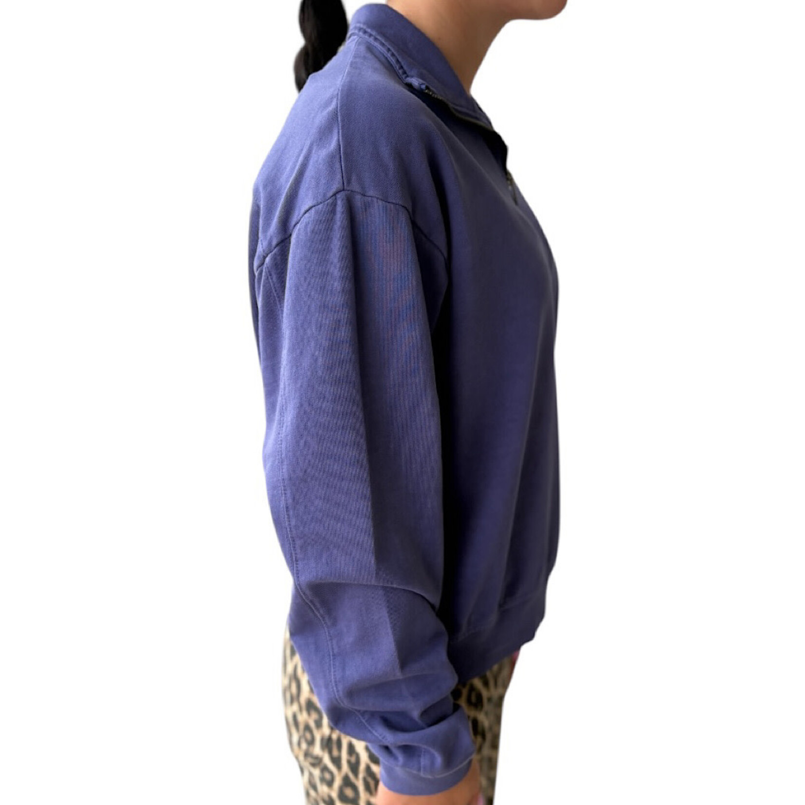 Dusty Indigo Half Zip Long Sleeve Pullover