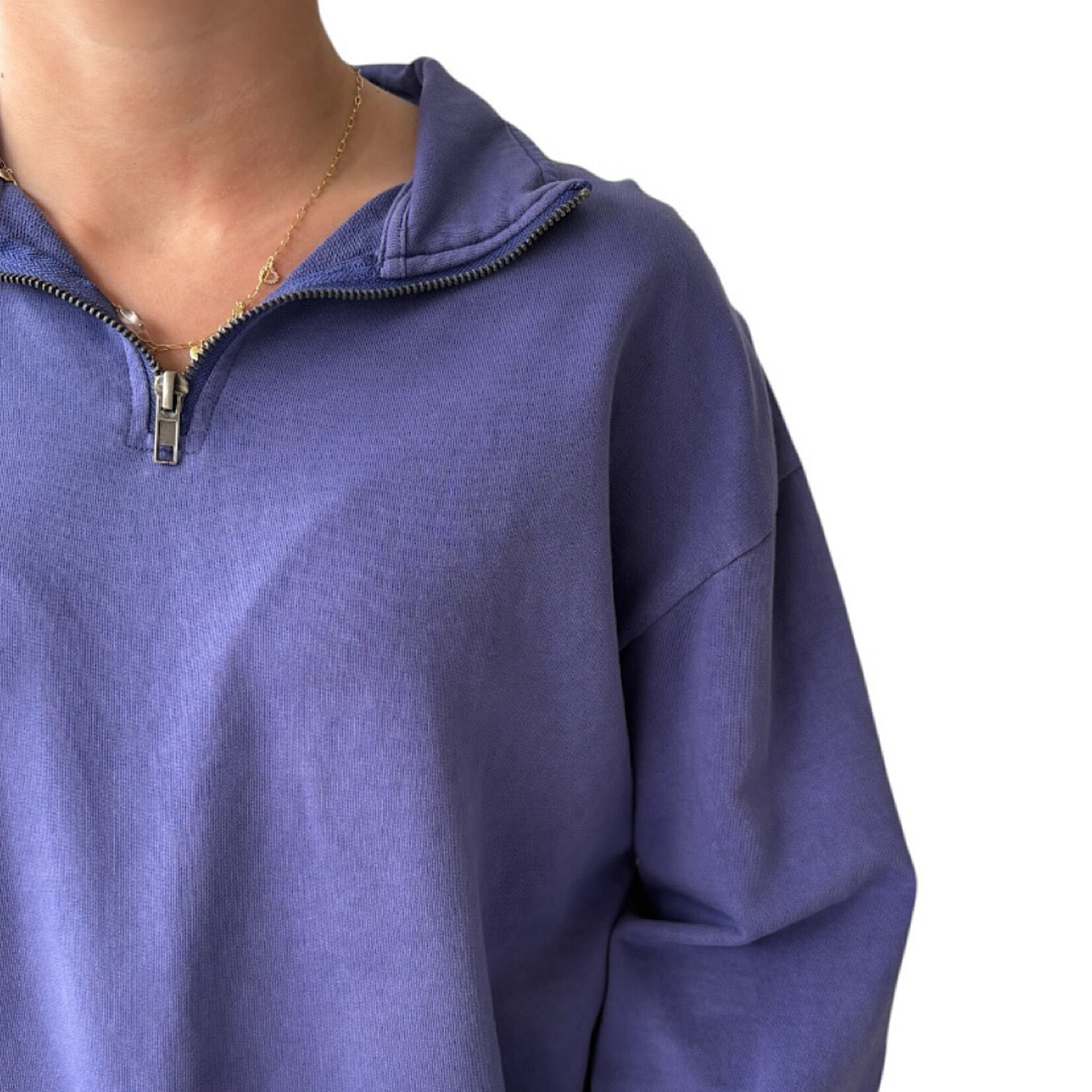 Dusty Indigo Half Zip Long Sleeve Pullover
