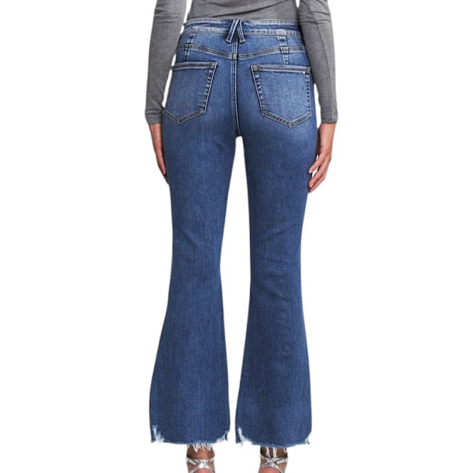 Mica Denim MICA MDP-F3667 High Rise Ankle Flare W/ Raw Hem Jean