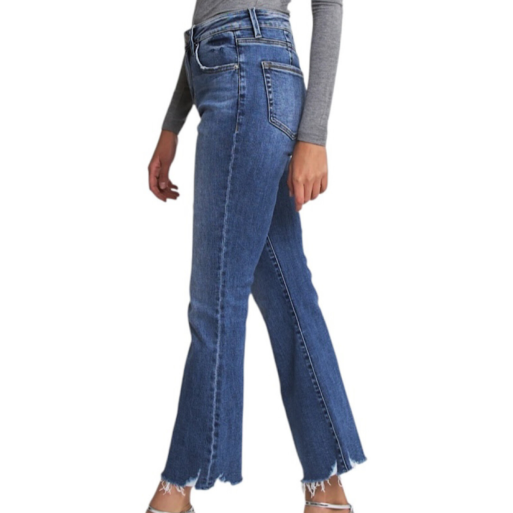 Mica Denim MICA MDP-F3667 High Rise Ankle Flare W/ Raw Hem Jean