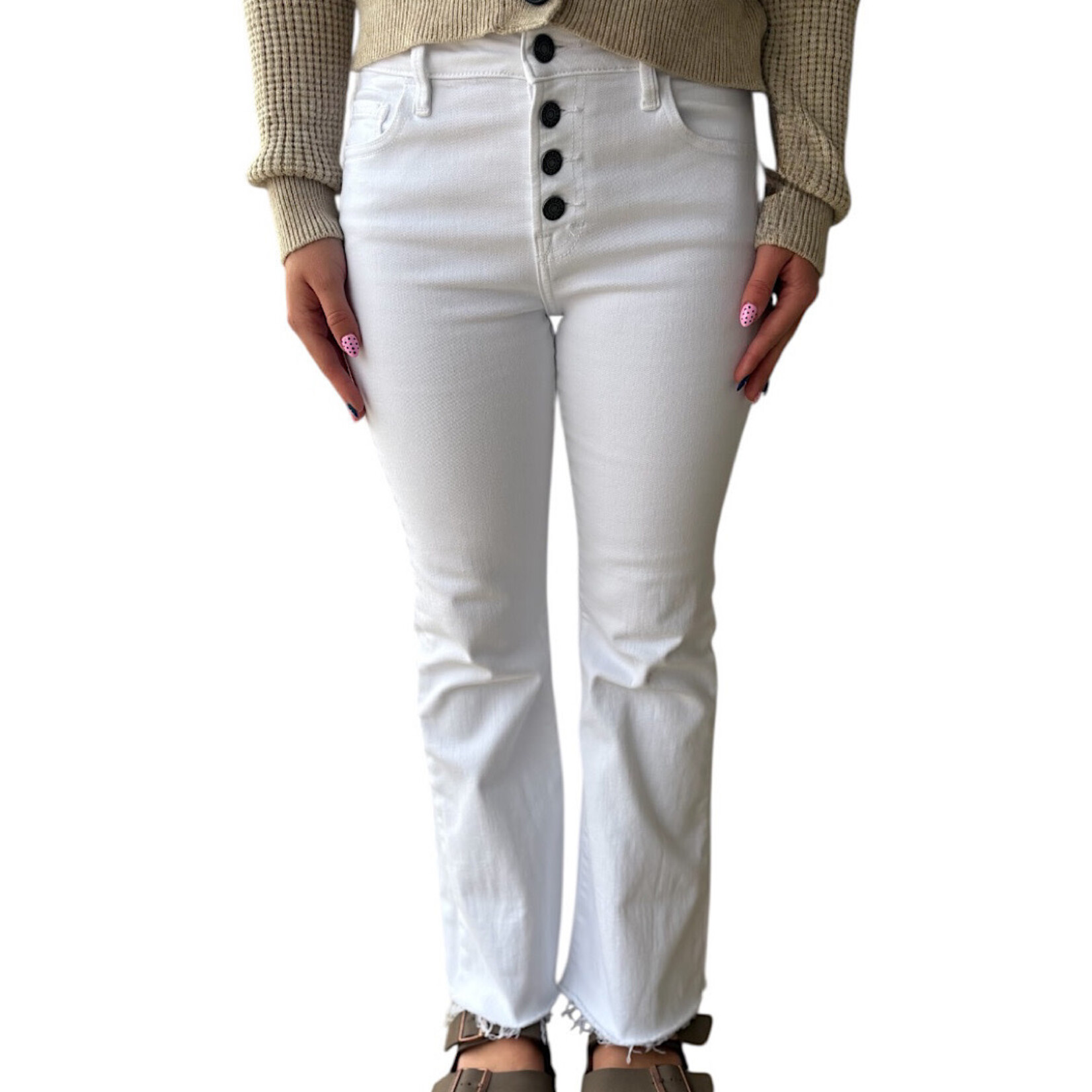 Hidden Hidden HD3661 White Crop Ankle Flare Jeans Size 26-RF