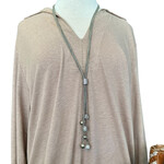 Silver Rhinestone Ball Long Necklace