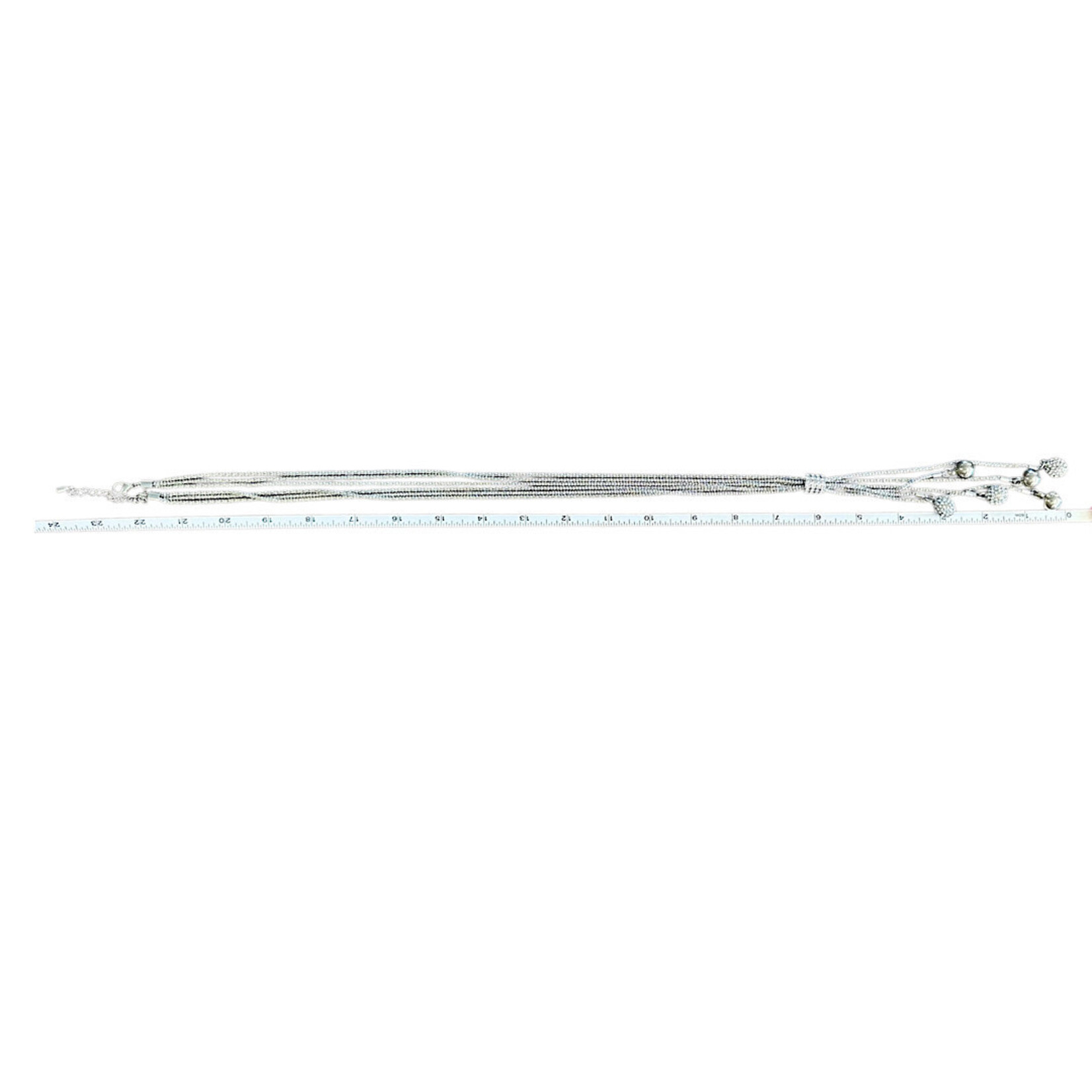 Silver Rhinestone Ball Long Necklace