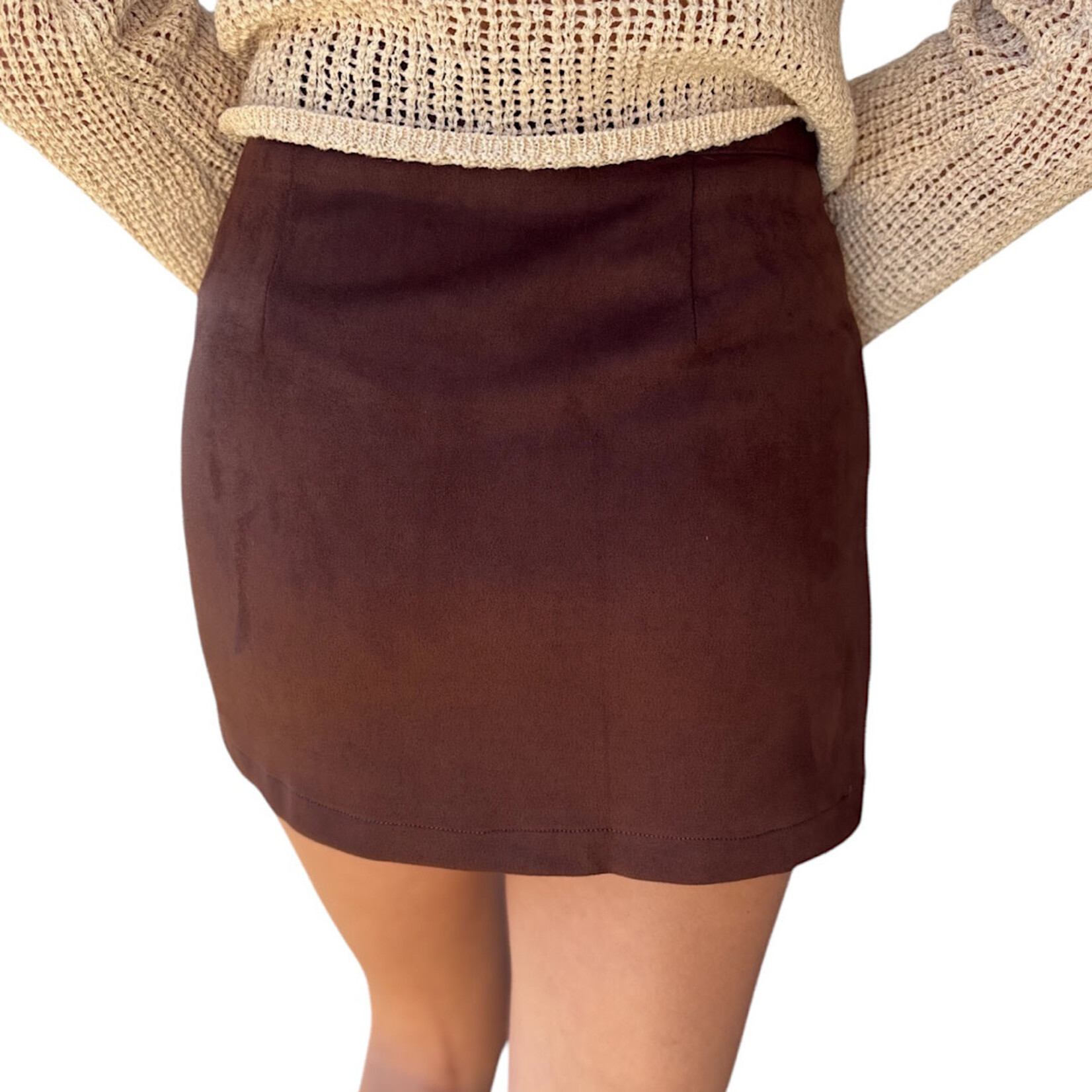 Chocolate Brown Suede Mini Skirt