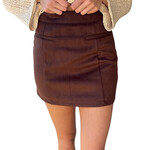 Chocolate Brown Suede Mini Skirt