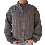 Charcoal Washed Quilted Button Down Jacket