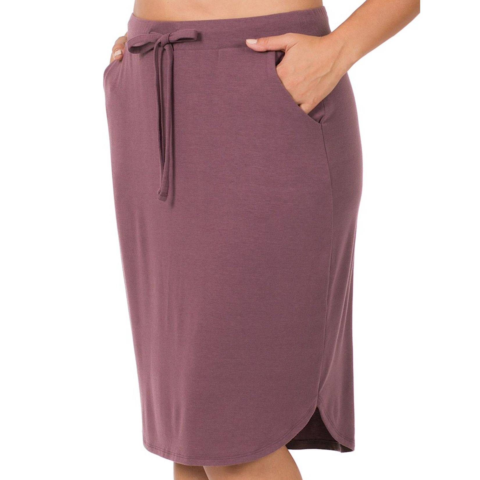 Plus Tulip Hem Skirt W Side Pockets