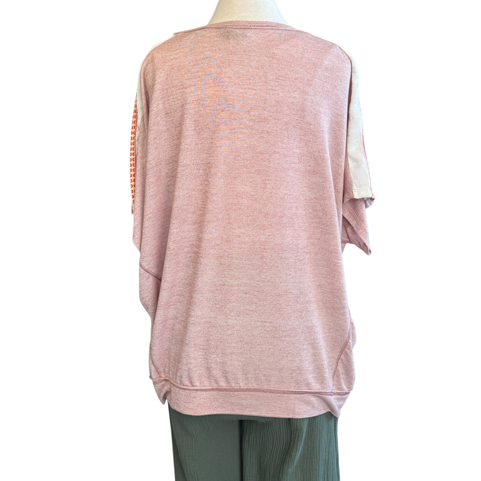 Plus Heather Pink Slub Knit Dolman Top