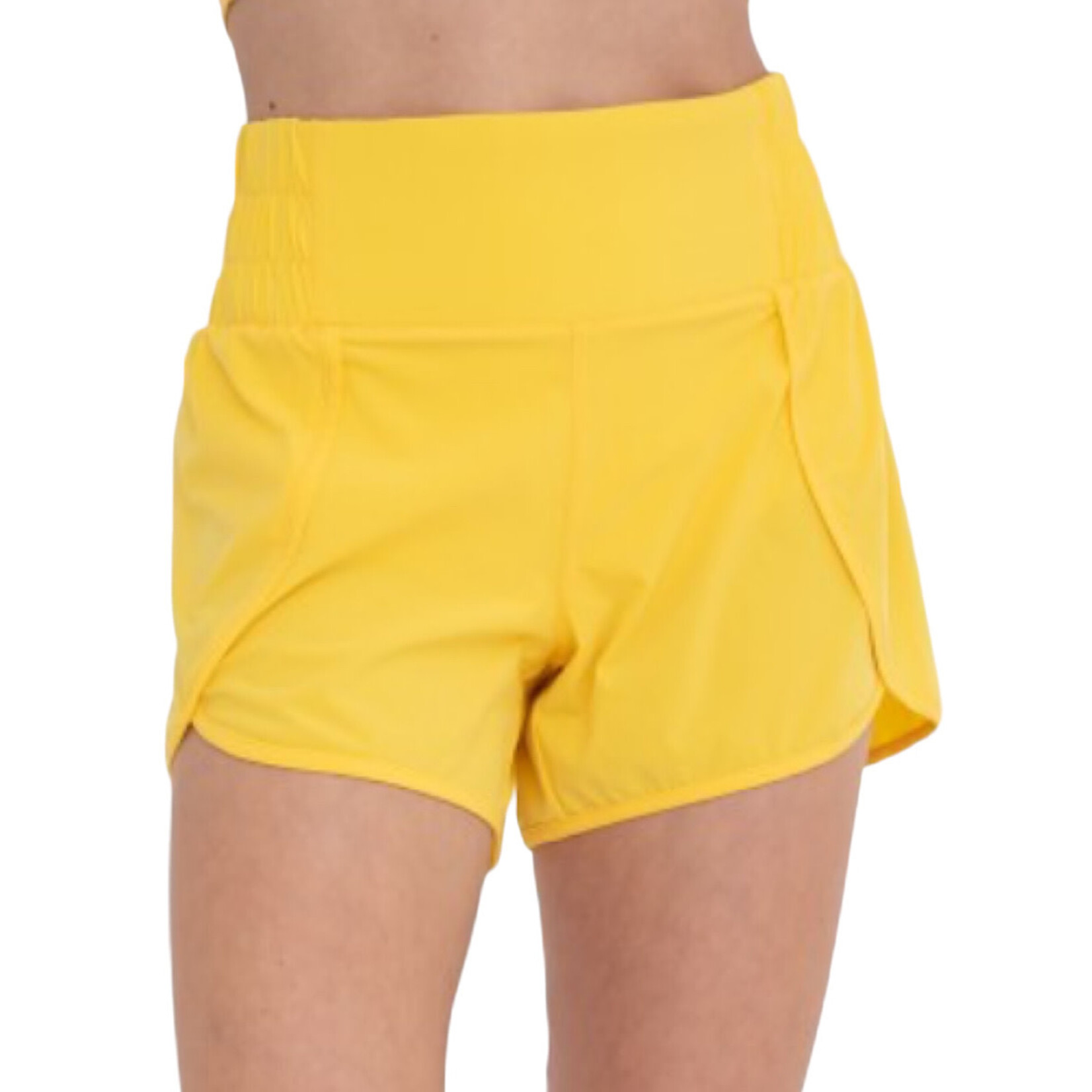 High Waist Athleisure Split Shorts Yellow