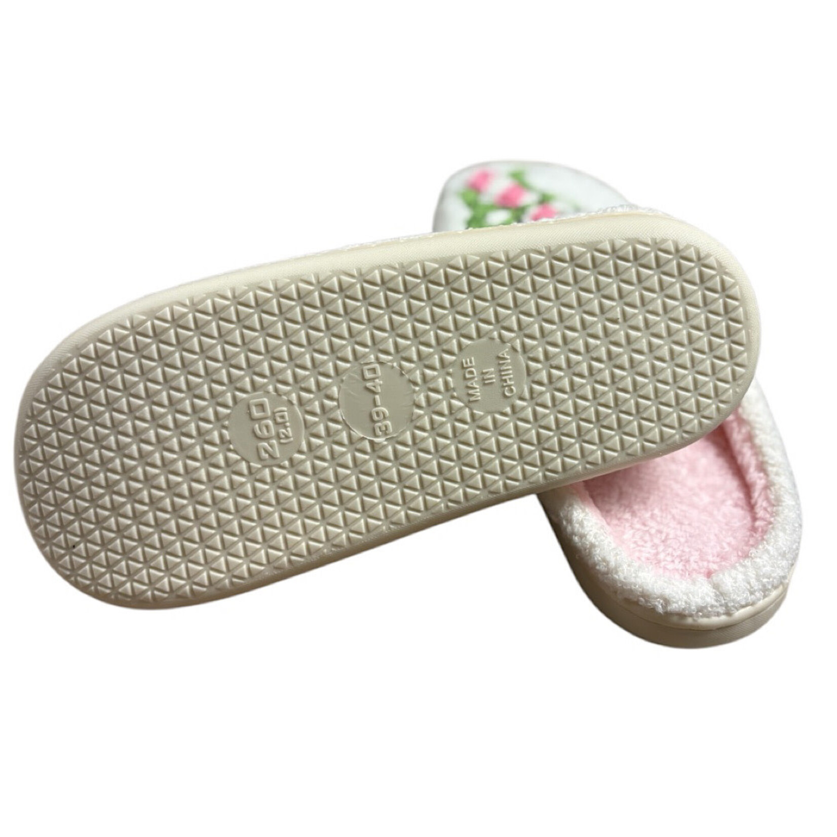 Stone & Stitch Ivory/Pink Grinch Candy Cane Slippers