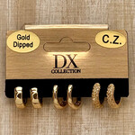 Dx Brand Gold Dipped CZ Mini Hoop Earring Set