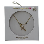 Gold Cross 5 Stone CZ Necklace