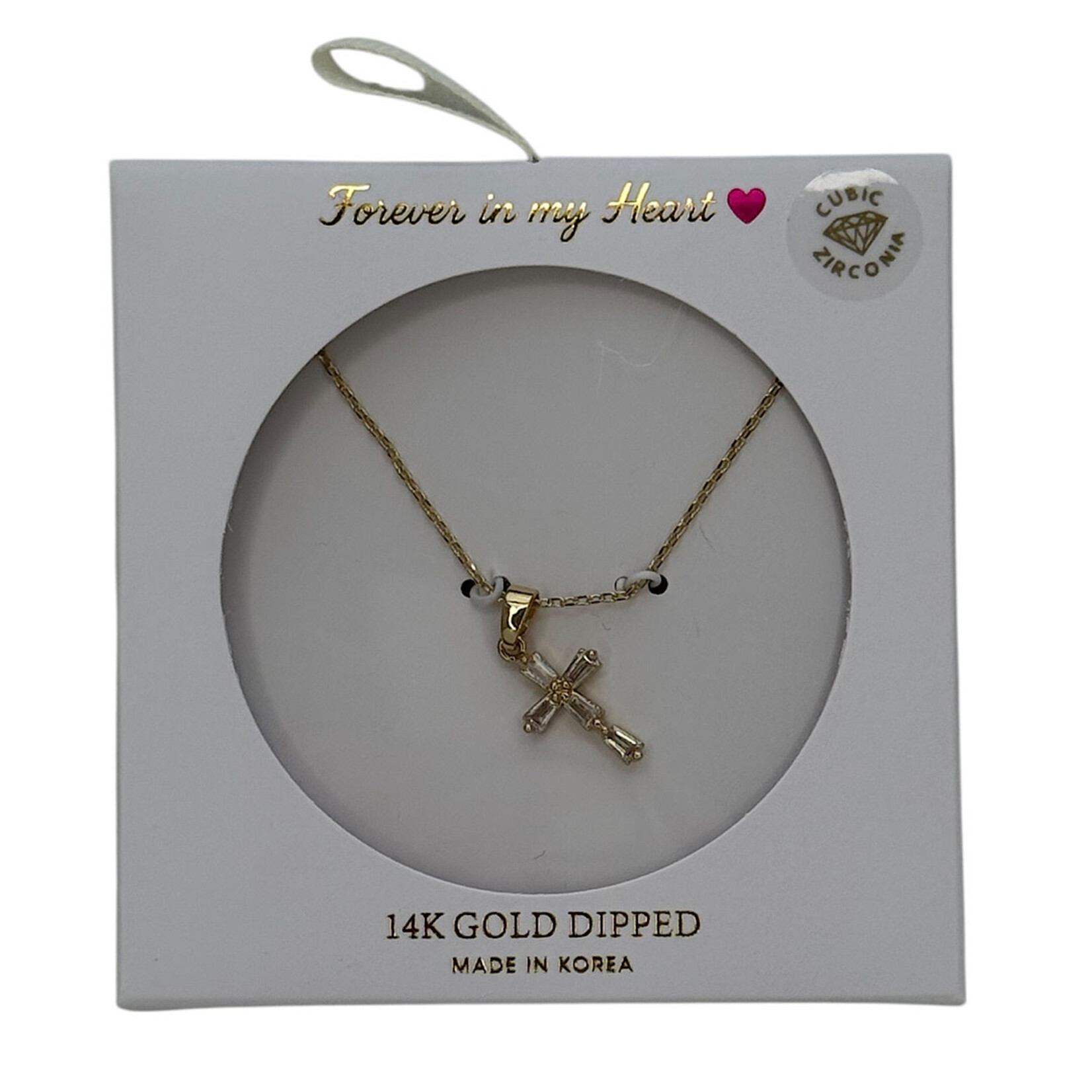 Gold Cross 5 Stone CZ Nercklace