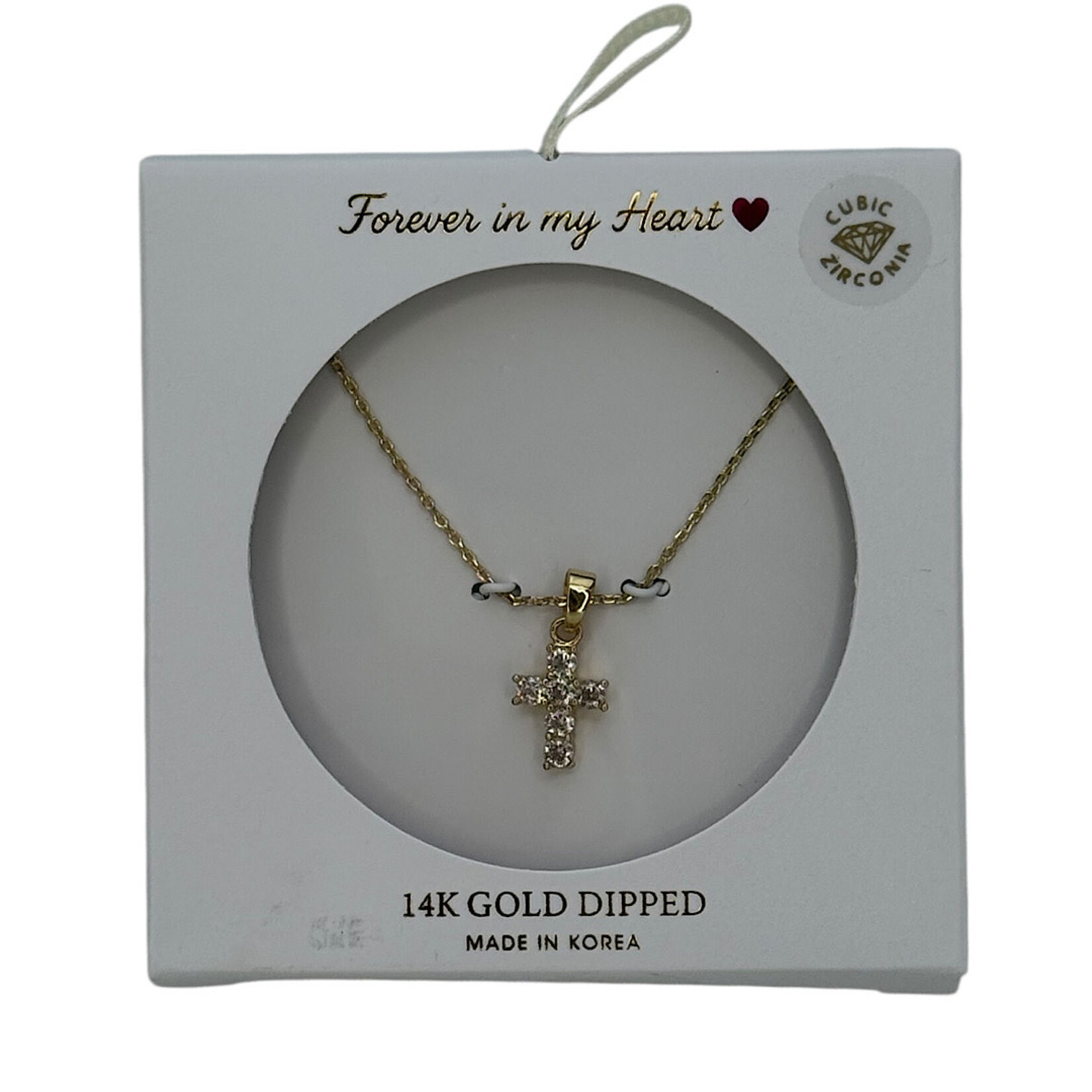 Gold Cross 6 Stone CZ Necklace