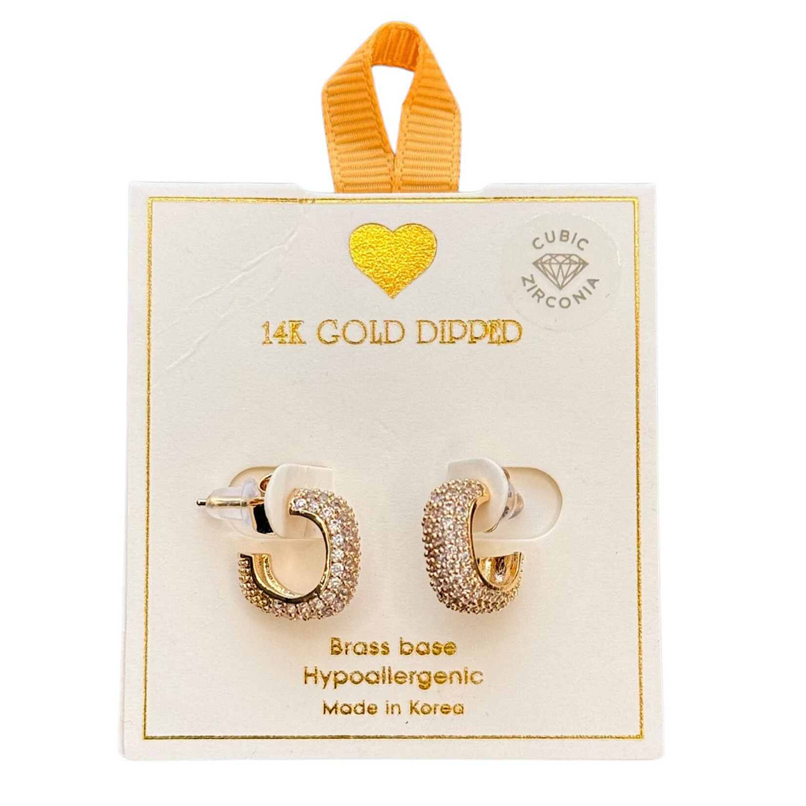 Yellow Ribbon Square CZ Hoop Earrings