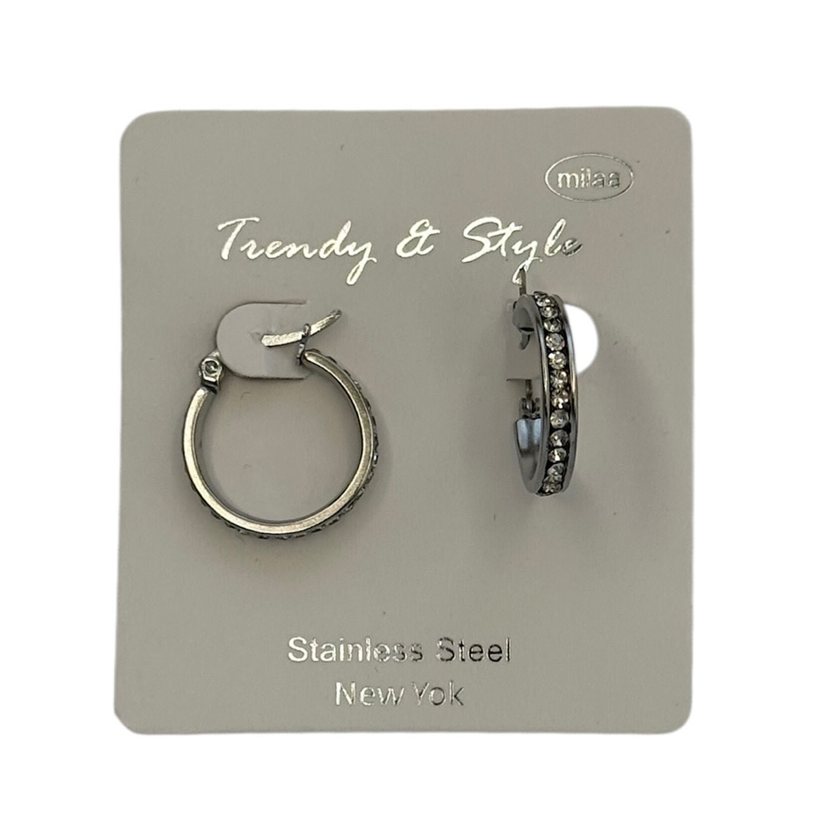 Rhinestone Silver Hoop Earring