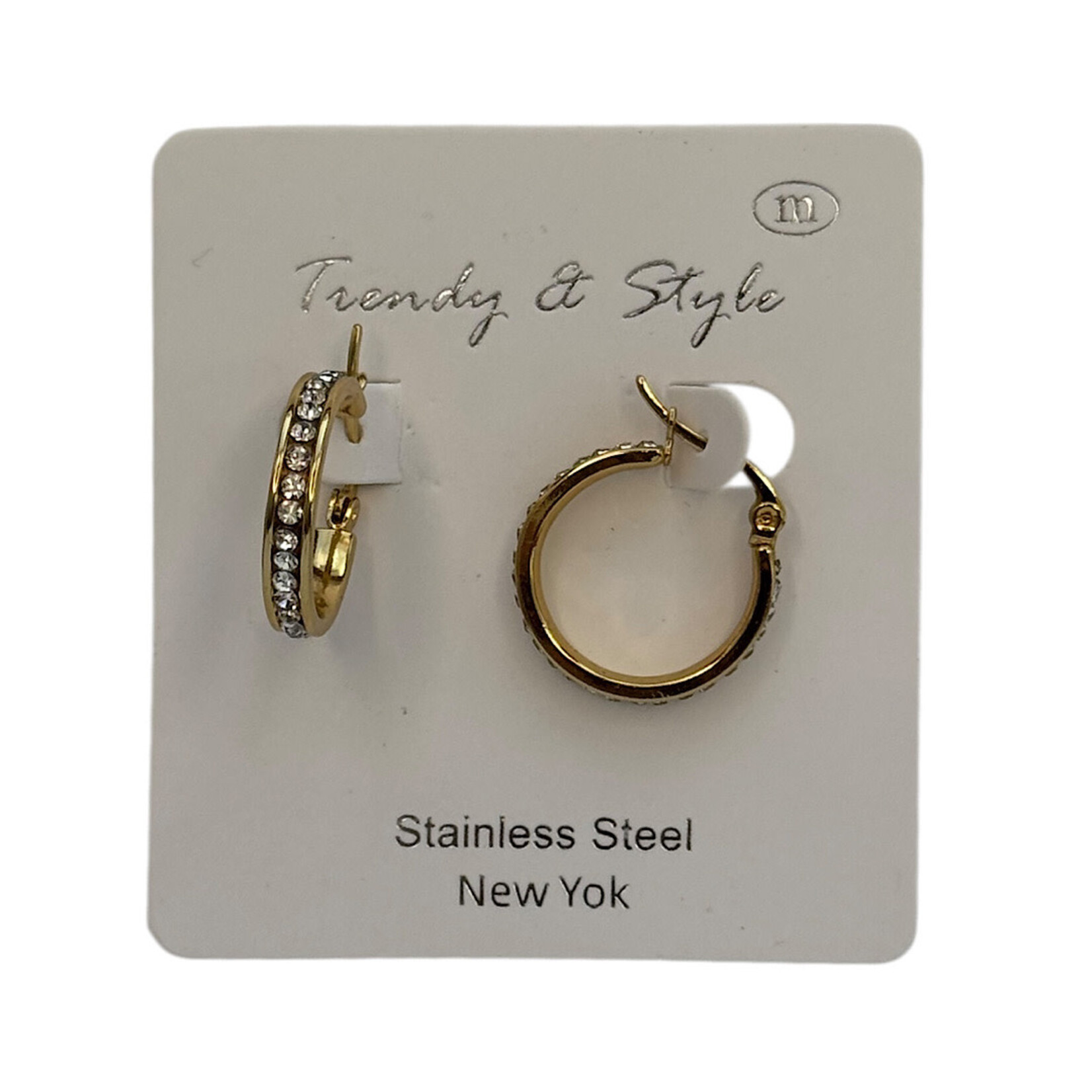 Rhinestone Gold Hoop Earring