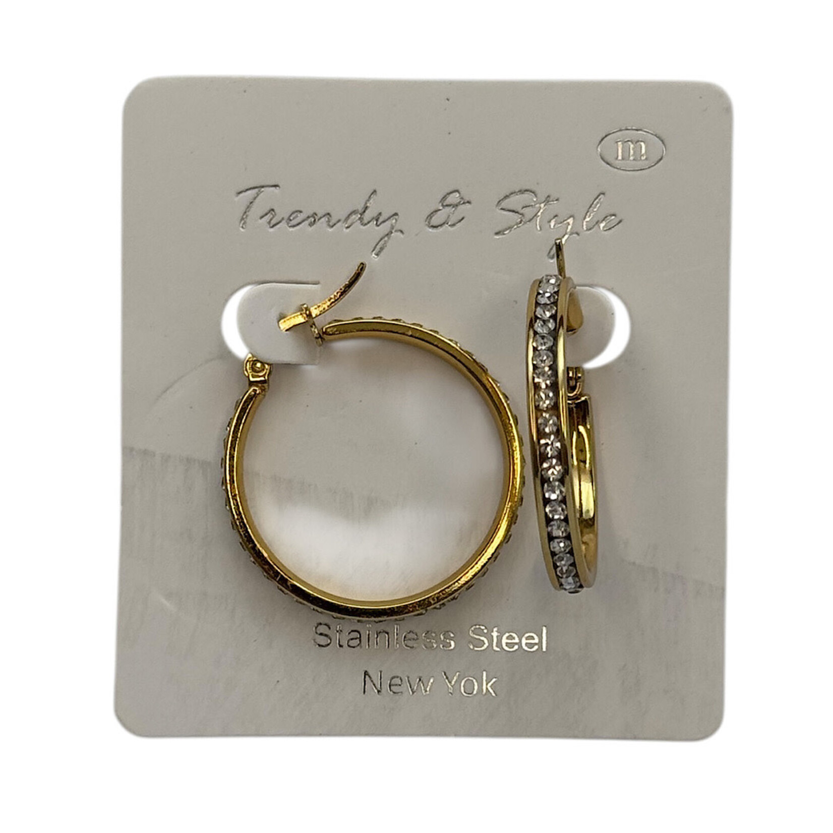 Rhinestone Gold Hoop Earring
