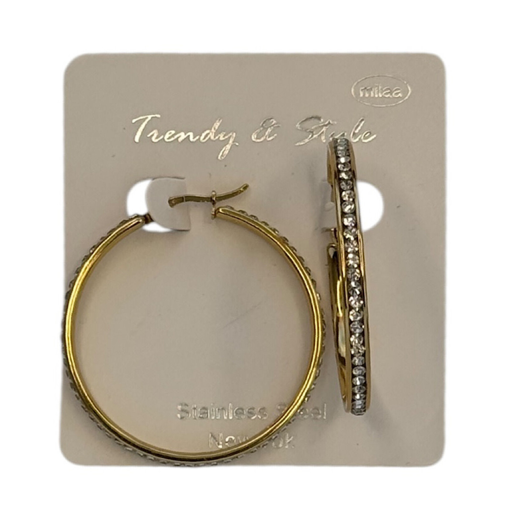 Rhinestone Gold Hoop Earring