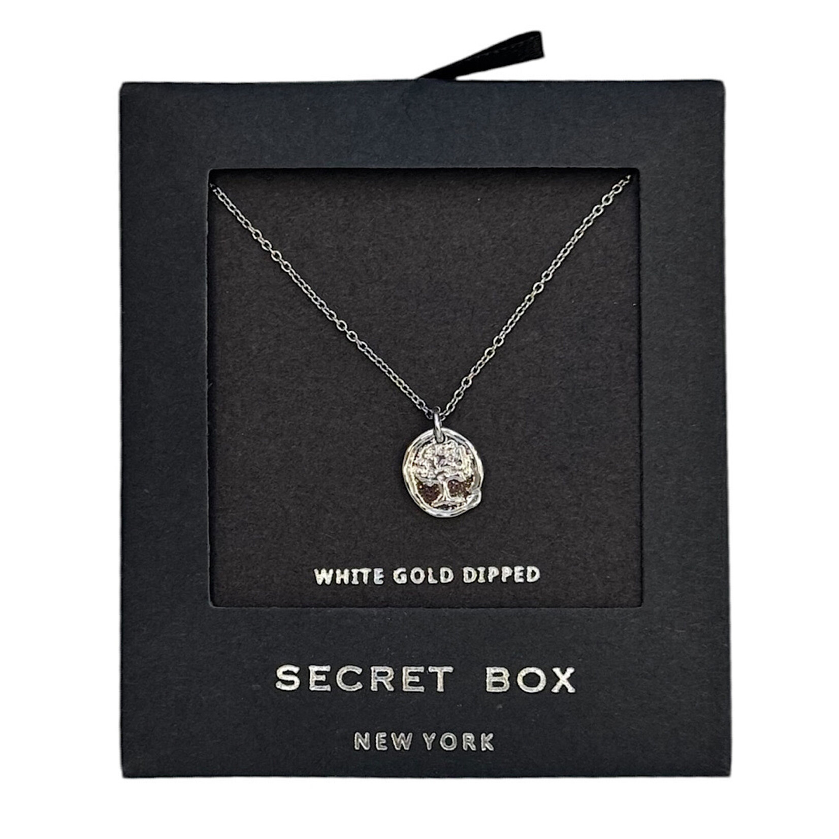 White Gold Dipped Tree Of Life Pendant Necklace