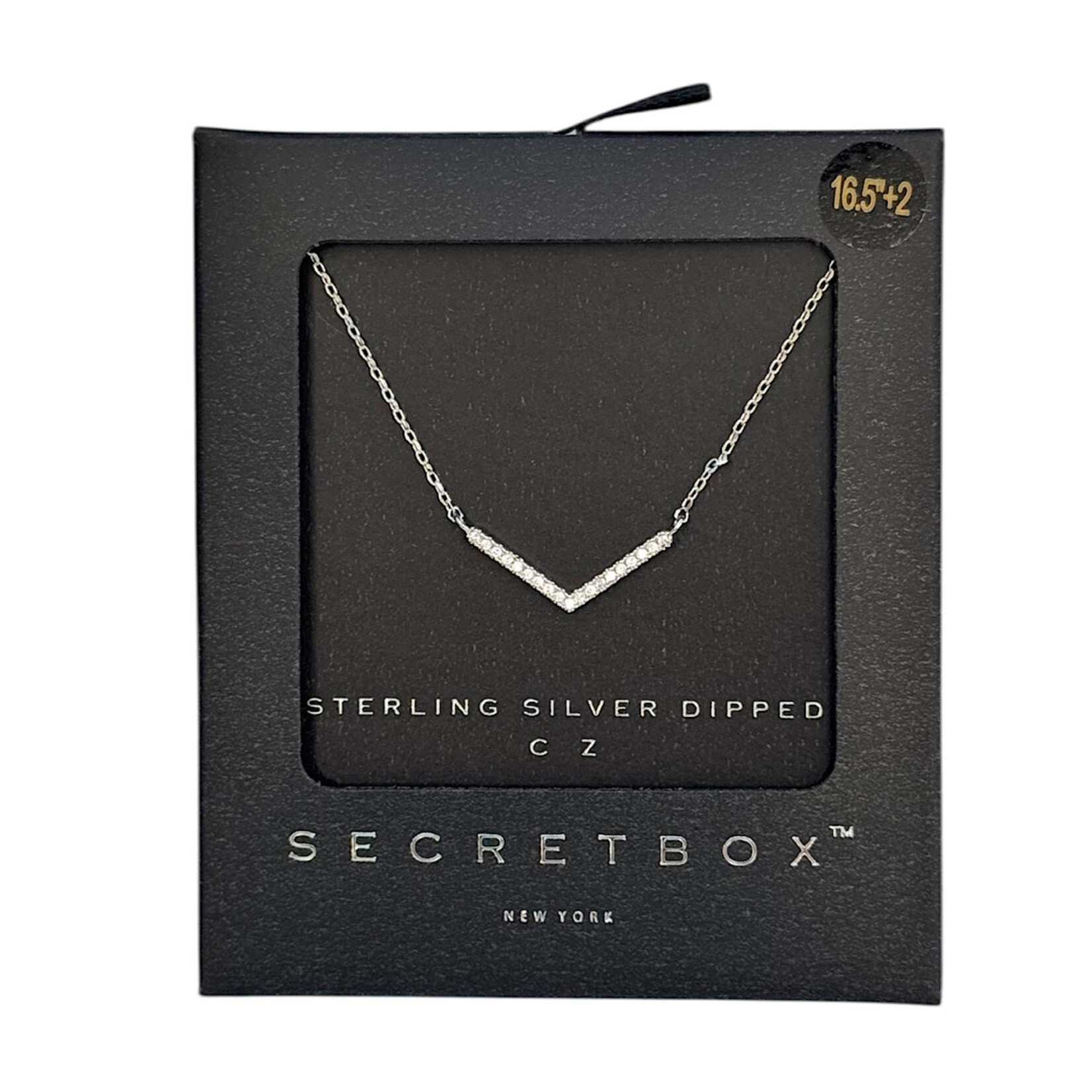 Sterling Silver CZ V Bar Necklace