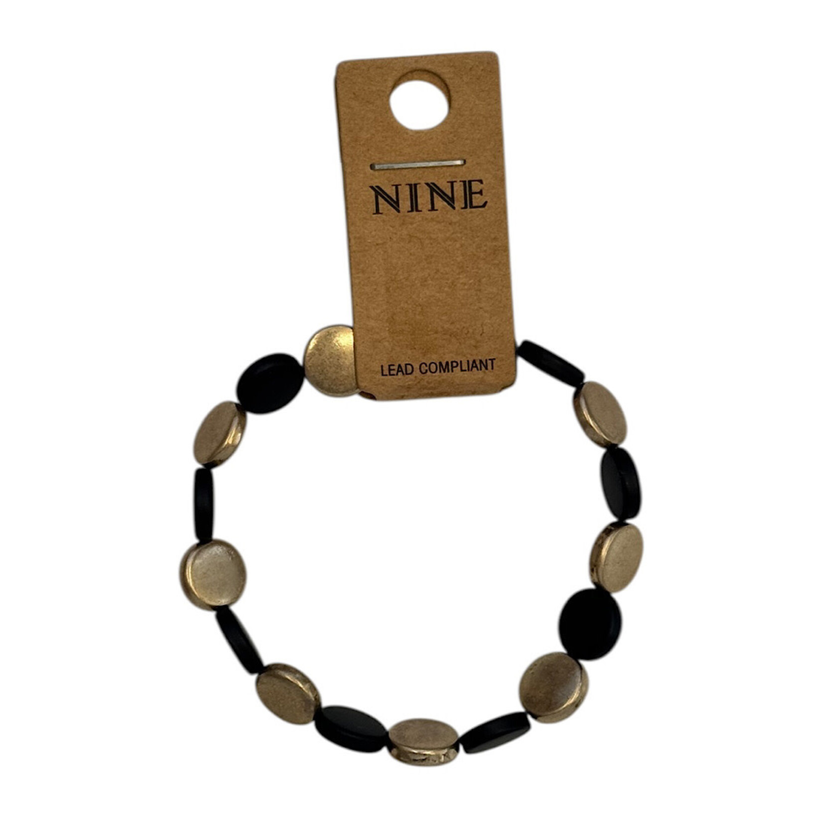 Nine Disk Bracelet Stretchable Brushed