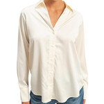 Whip Cream Collared Satin Button Up Shirt