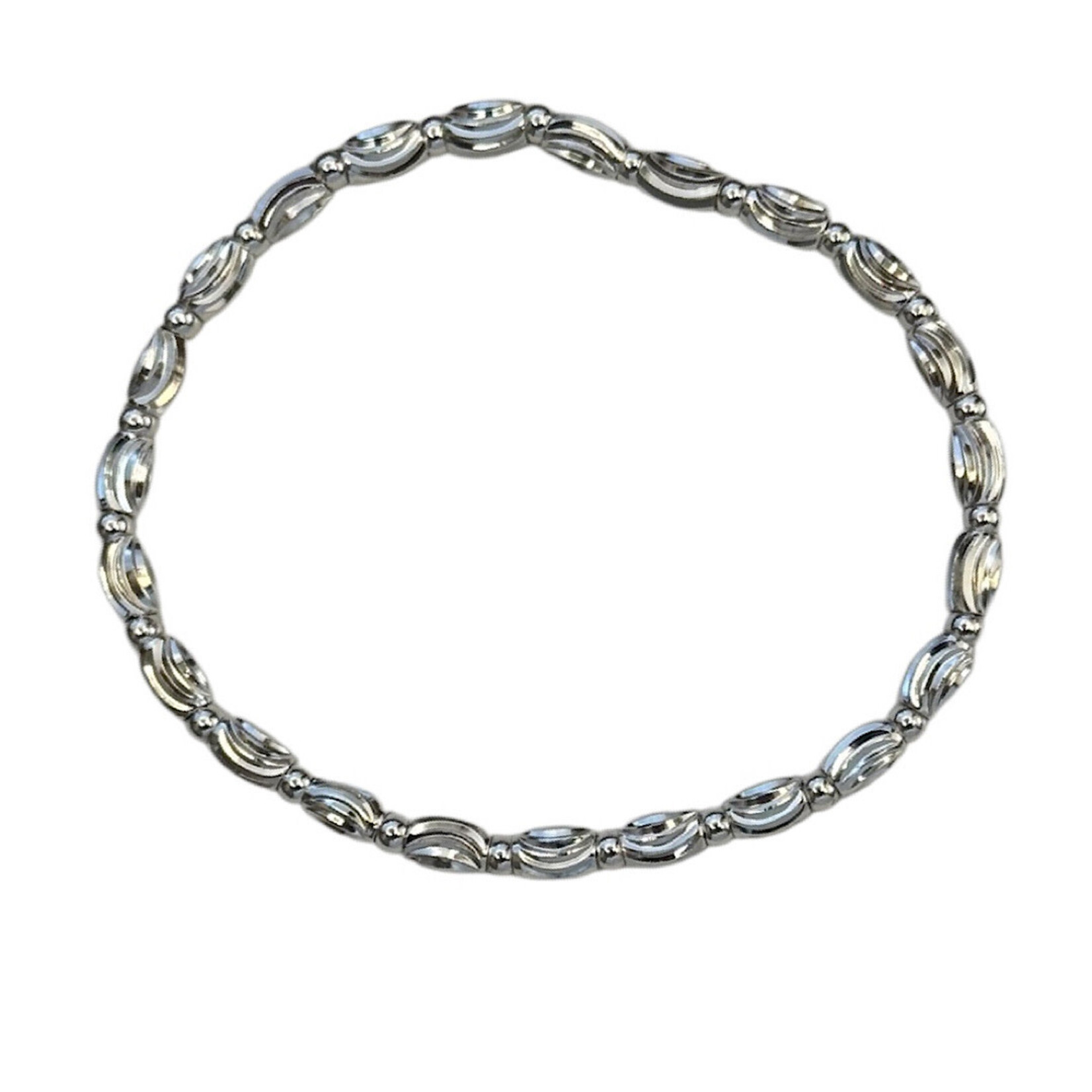 Silver Sea Shore Beaded Stretch Bracelet