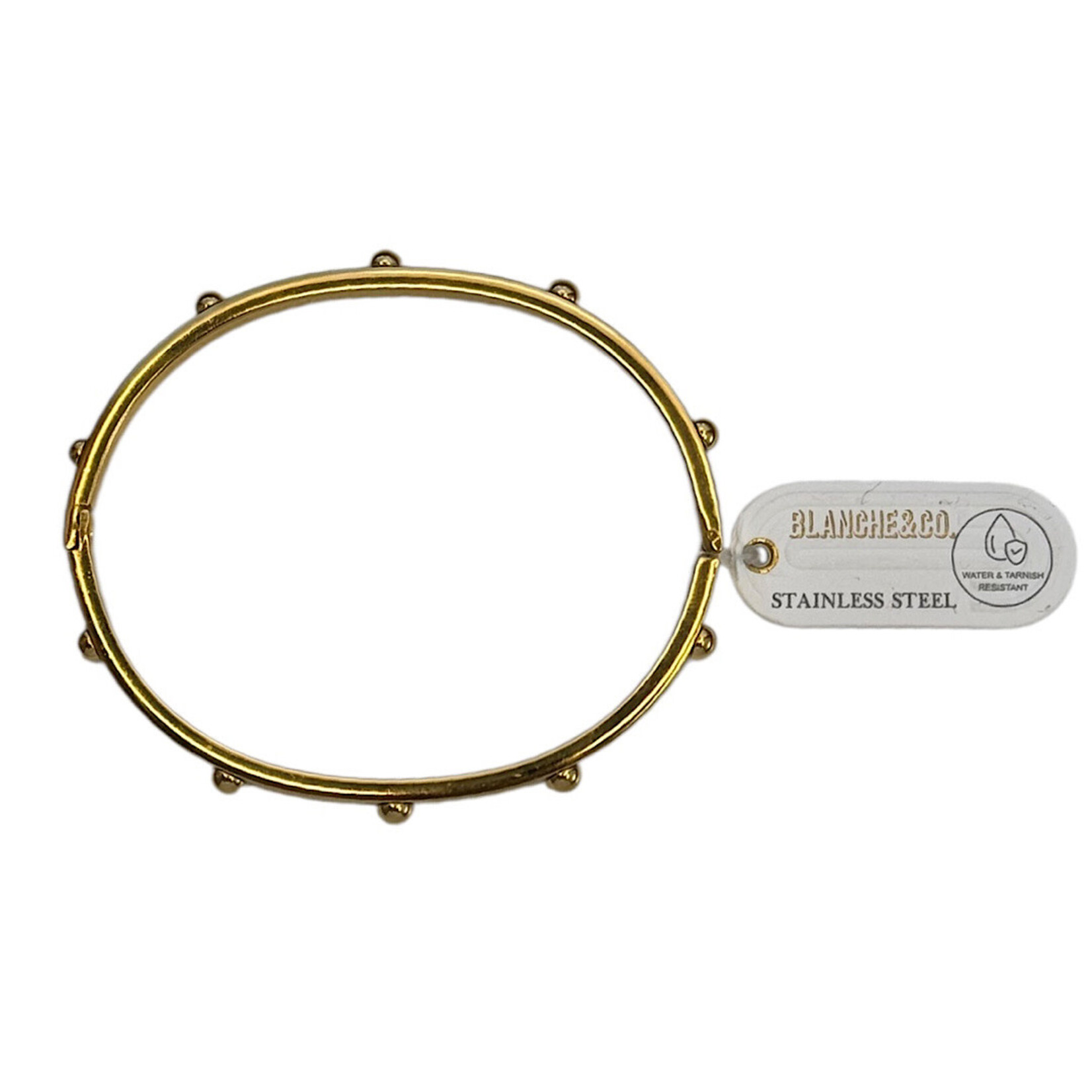 Gold Round Studs Hidge Clasp Bangle Bracelet