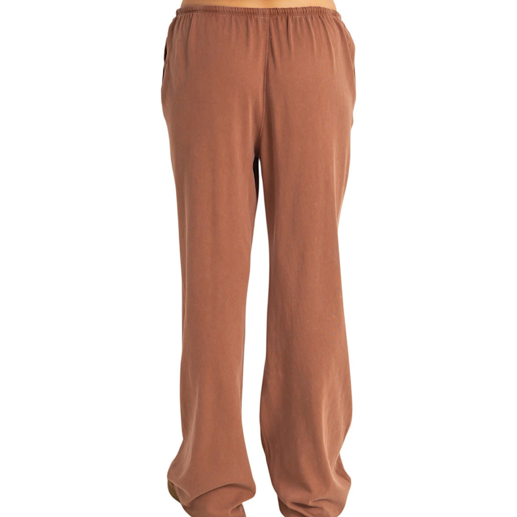Chestnut Mineral Washed Relaxed Pants with Drawstring Waist