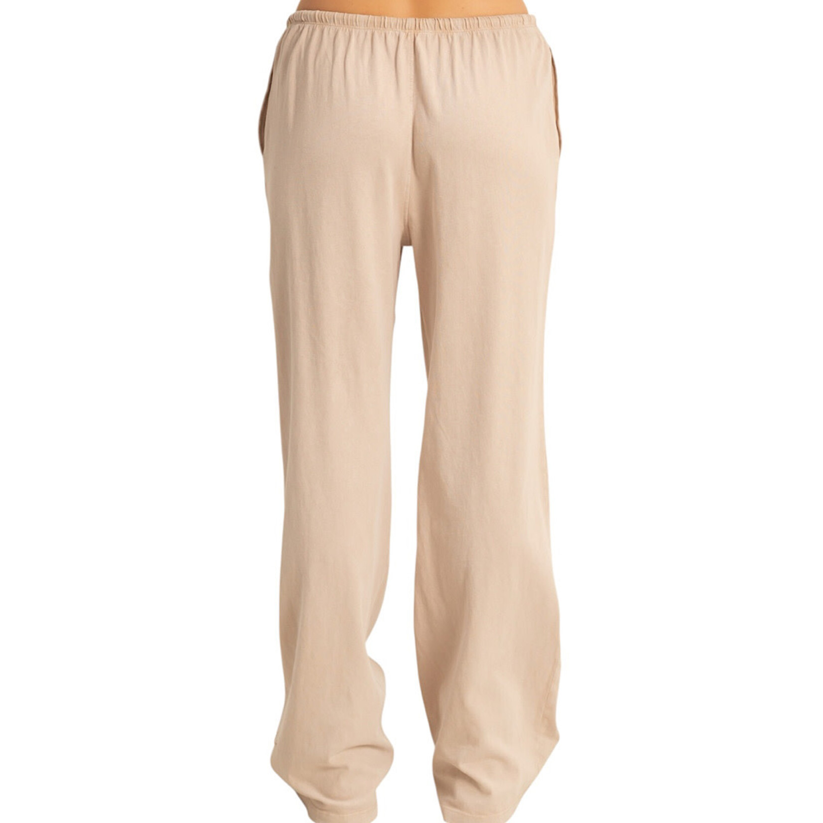 Dark Taupe Mineral Washed Relaxed Pants with Drawstring Waist