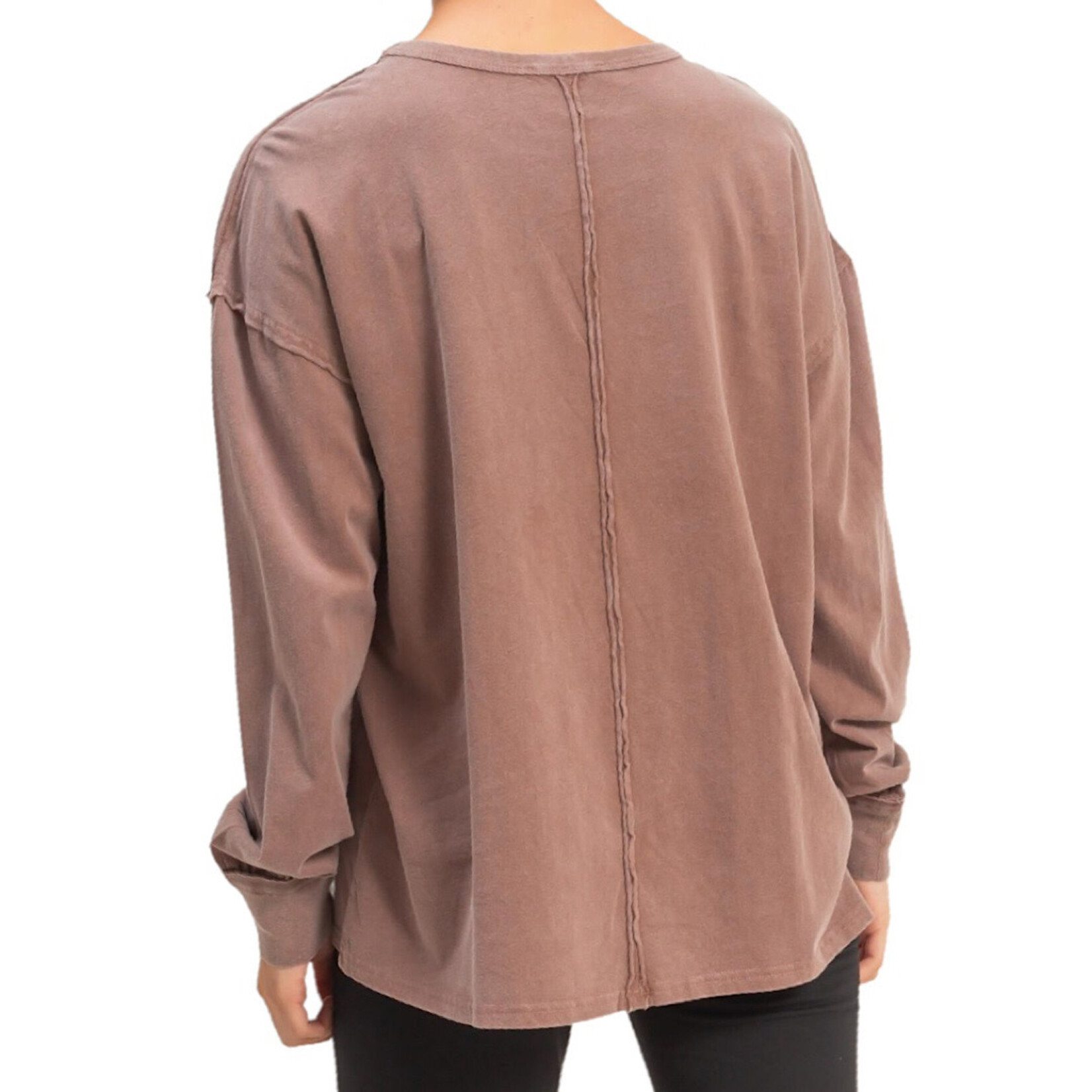 Chestnut Washed Long Sleeve Pocket Tee